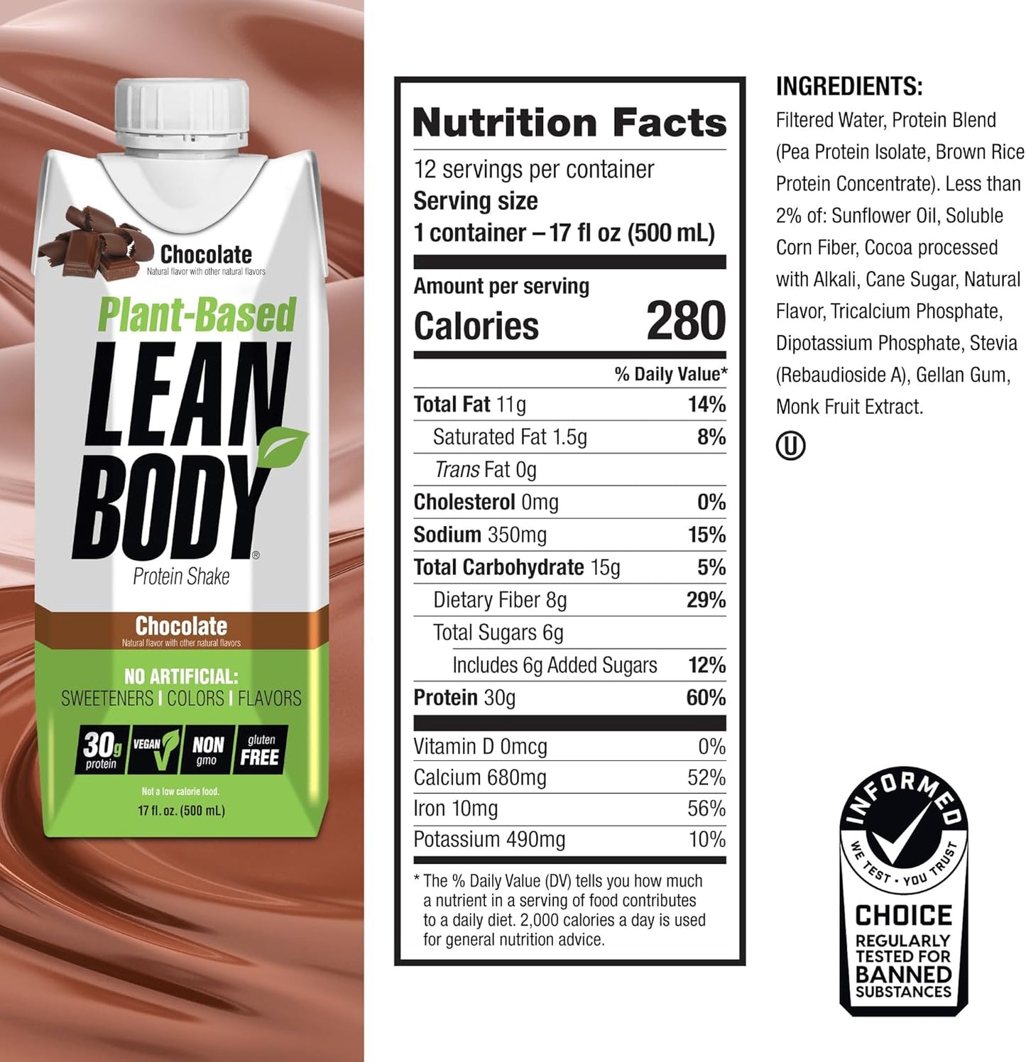 Lean Body Ready-to-Drink, Plant-Based Vegan Taster Pack, 30g Protein, No Artificial Flavors, Sweeteners or Colors, Non GMO, Gluten Free, Premium Pea & Rice Blend (Pack of 2)