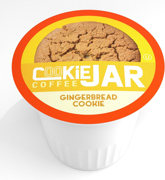 Cookie Jar Gingerbread Cookie Coffee Pods, 40 Single-Serve Pods, Compatible with Keurig K Cup Brewers, Gingerbread Flavor, Convenient Brewing, Smooth Aroma