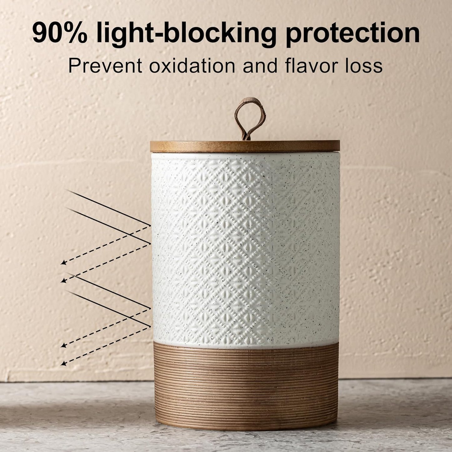 Large Jar with Lid, Ceramic Coffee Container Kitchen Food Storage Jars with Airtight Lids for Spice Cookie Ground Coffee, Decorative Jars for Coffee Countertop, Bar Accessories- White 64 fl.oz