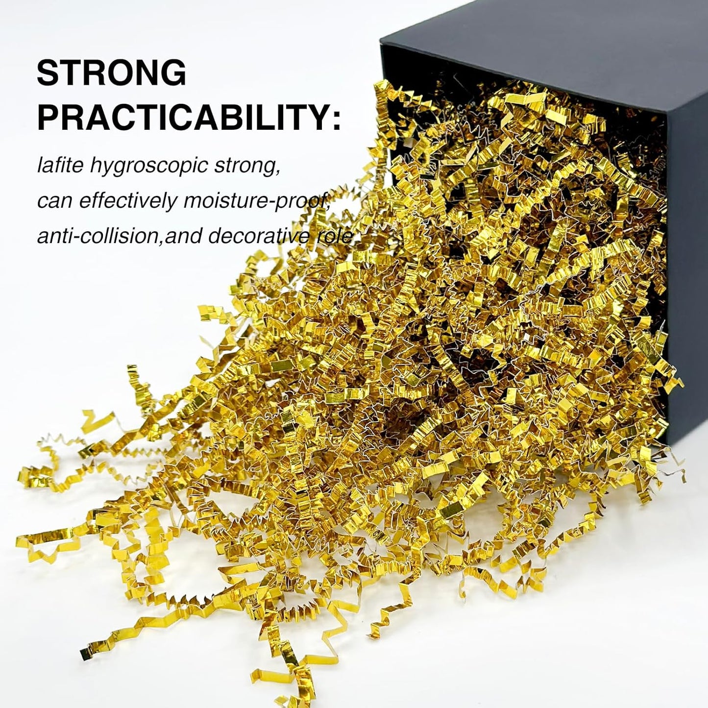 2LB Crinkle Cut Paper Shred Filler for Bag Gift Box Basket Confetti Paper Shreded Stuffing Decoration for Valentine's Day Holiday Party(Gold)