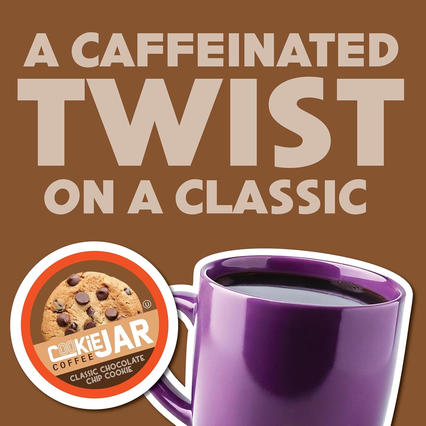 Cookie Jar Chocolate Chip Coffee Pods, 40 Single-Serve Pods, Compatible with Keurig K Cup Brewers, Convenient Brewing, Smooth Aroma