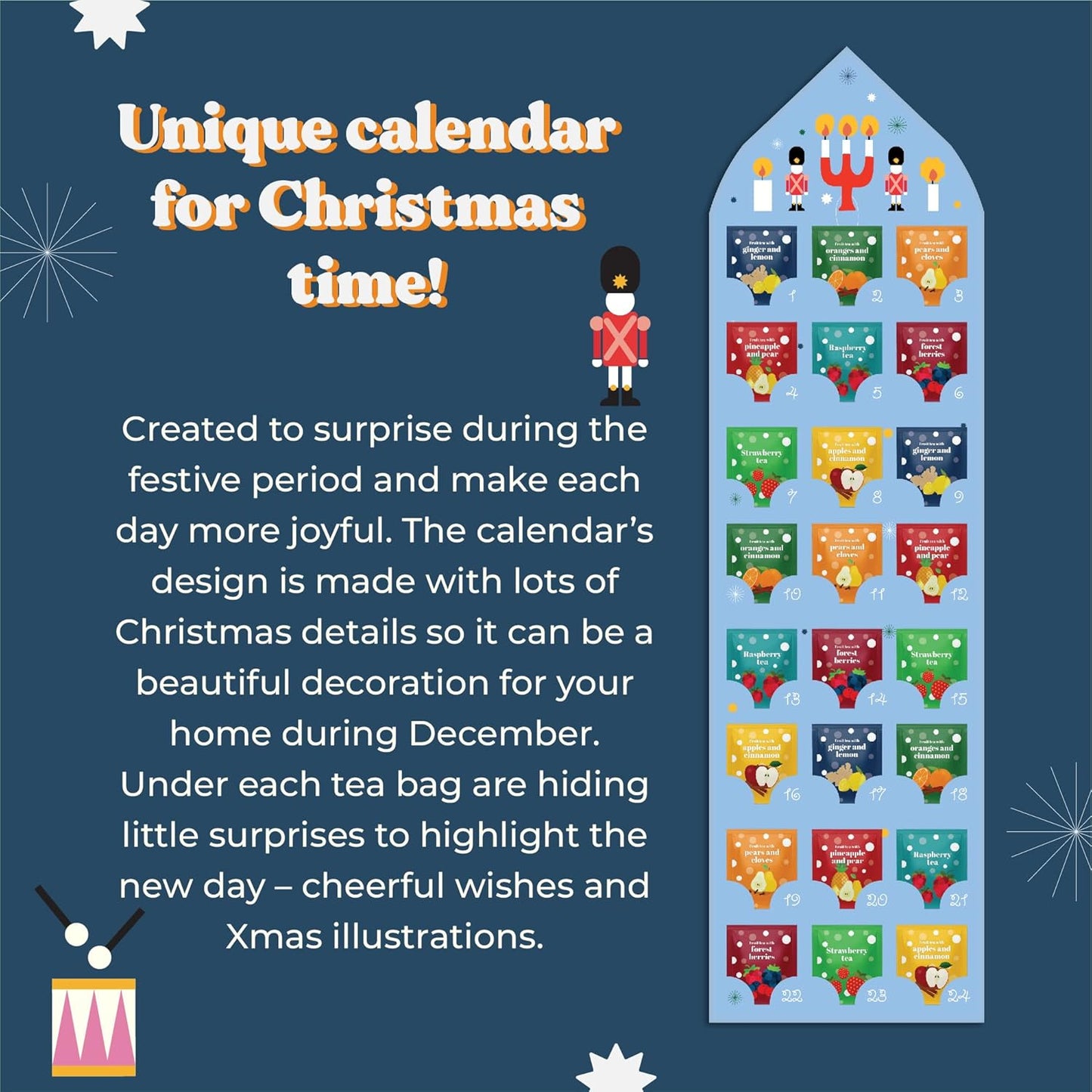 Tea Advent Calendar 2025 by Acorus – 8 Christmasy flavors – 24 tea bags For The Christmas Countdown – Gift Idea For Festive Winter Period