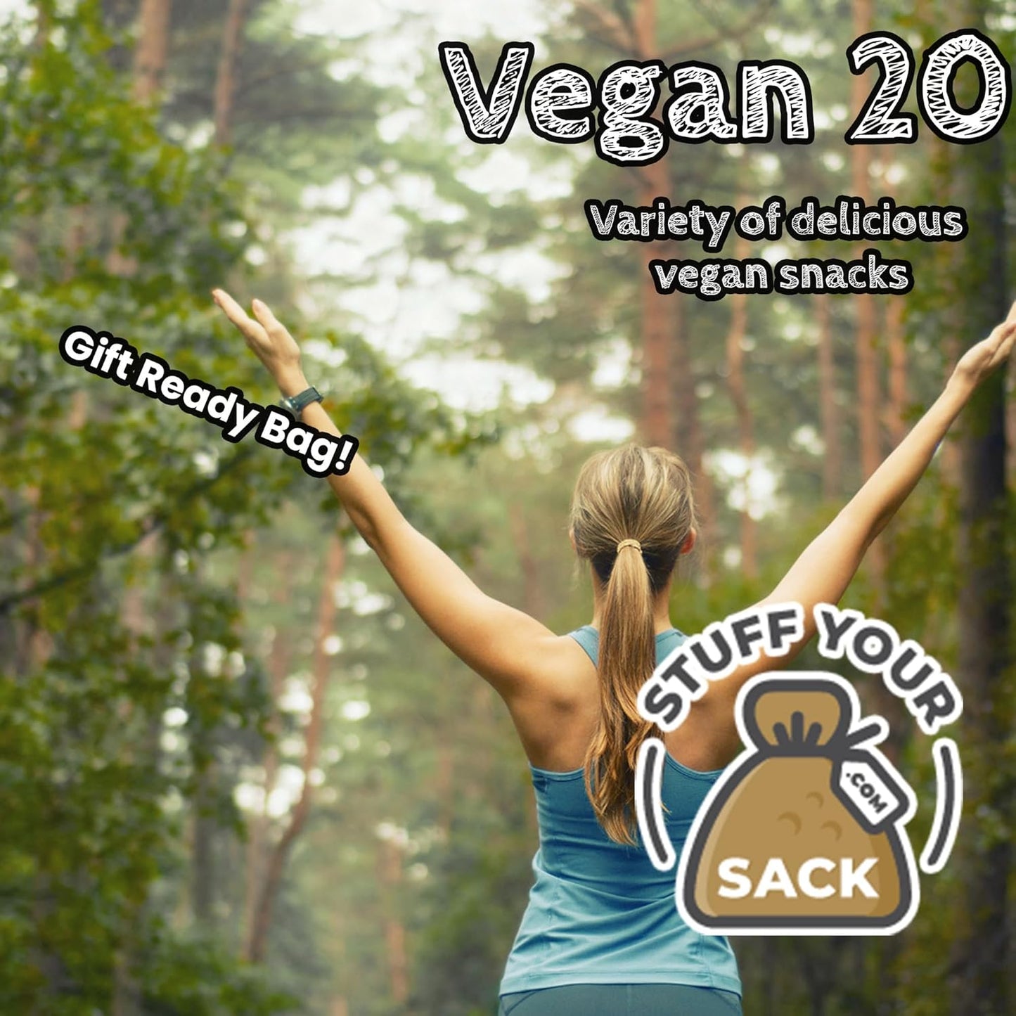 Vegan & Gluten‑Free Snack Variety Pack – Care Package with 40 Count Dairy‑Free, Non‑GMO Treats – Chips, Fruit Snacks & Bars for Adults and Kids by Stuff Your Sack