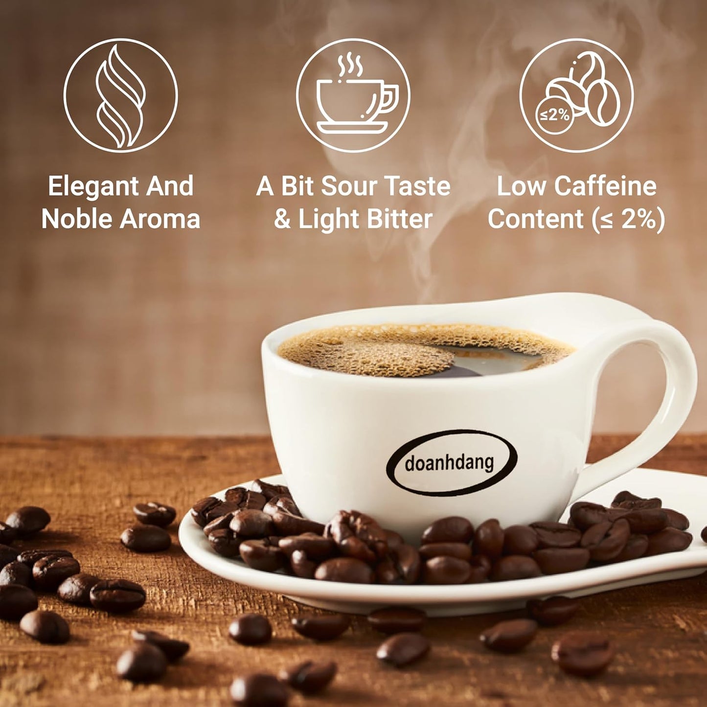 doanhdang - 17.6 Oz Premium Arabica Whole Bean Coffee, 100% Arabica Medium Roast, Rich Flavor for Espresso and Brew, Origin from Vietnam, Whole Med Roast Beans