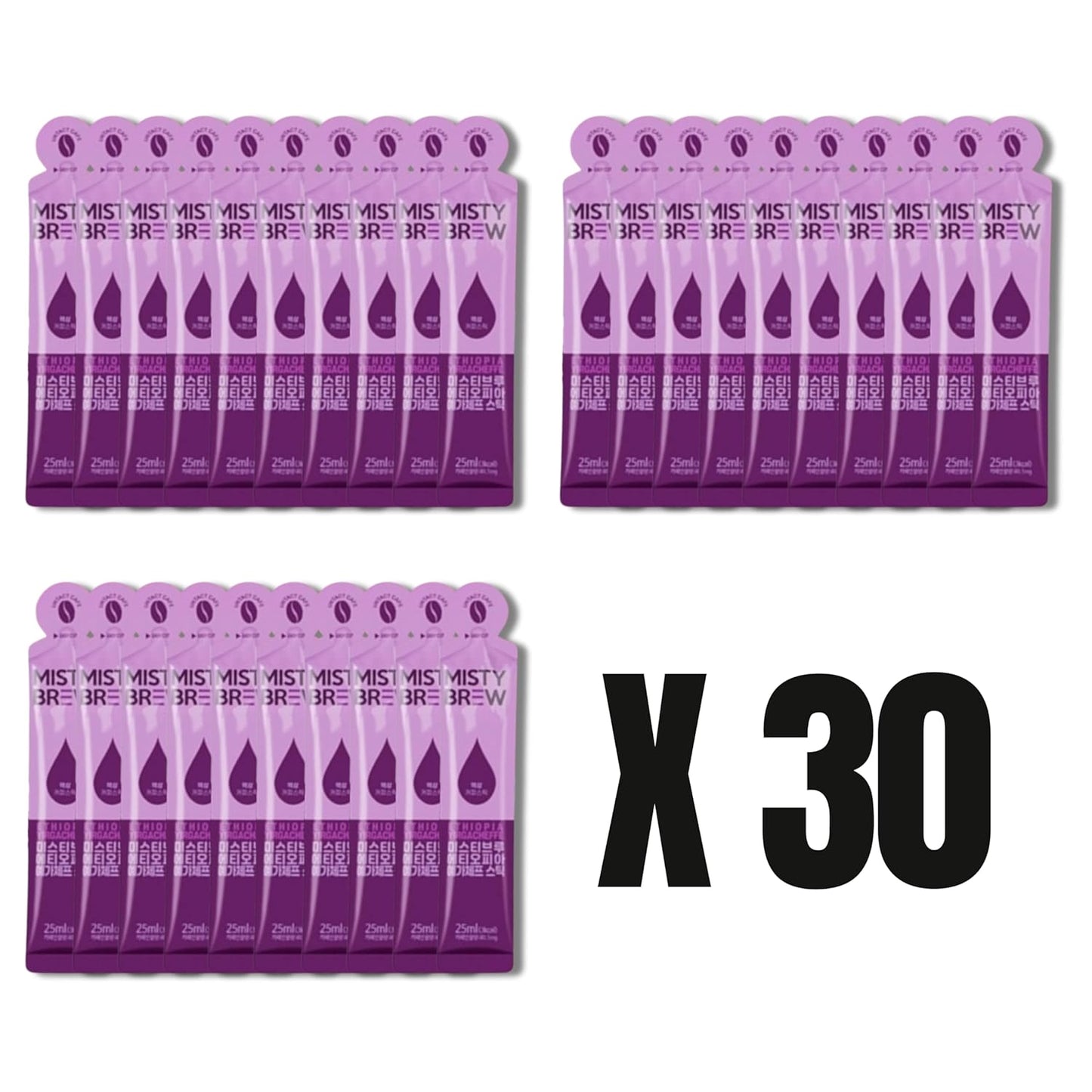 Cold Brew Coffee Concentrate liquid, Single Serve Coffee Sticks, MistyBrew, Imported from Korea, Premium coffee (30 sticks, Yirgacheffe)