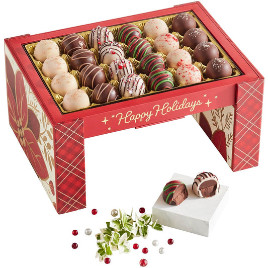 Harry & David Limited Edition Holiday Truffles, Dark Chocolate, Milk Chocolate, Gift Box, Holiday Treats