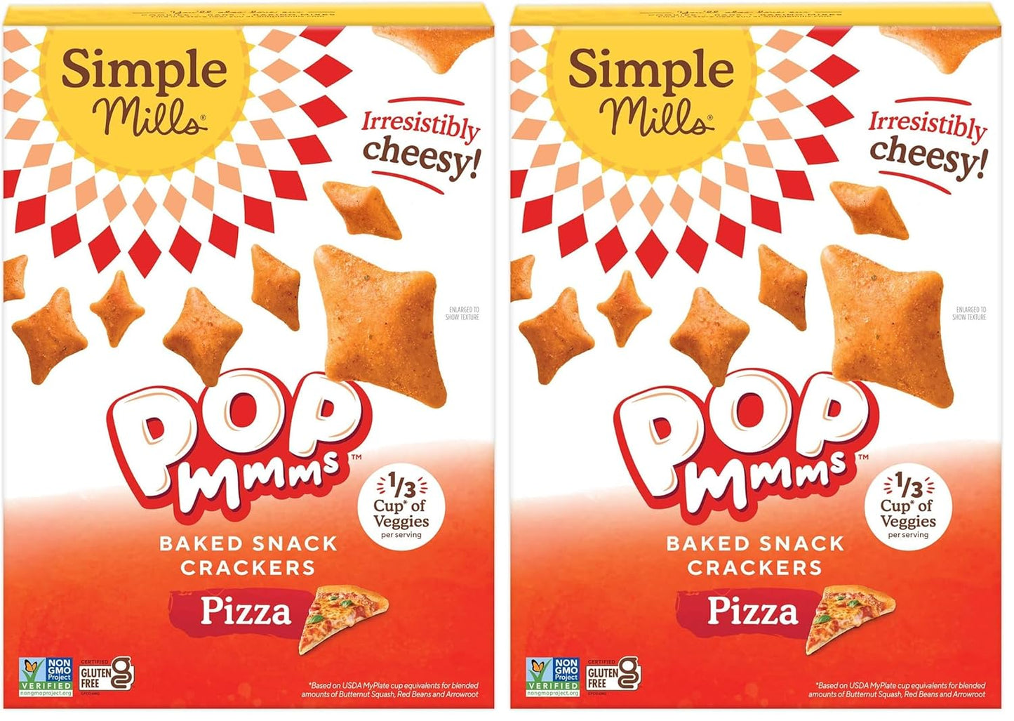 Simple Mills Pop Mmms Pizza Baked Snack Crackers, Gluten Free, 4 Ounce (Pack of 2)
