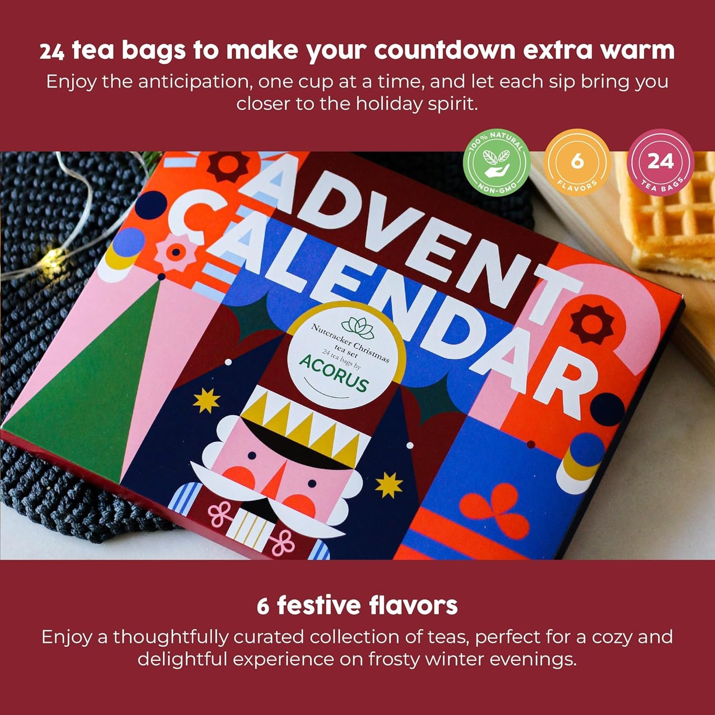 Tea Advent Calendar 2025 Nutcracker by Acorus- 6 Christmasy flavors – 24 tea bags For The Christmas Countdown - Gift Idea For Christmas - Limited Edition
