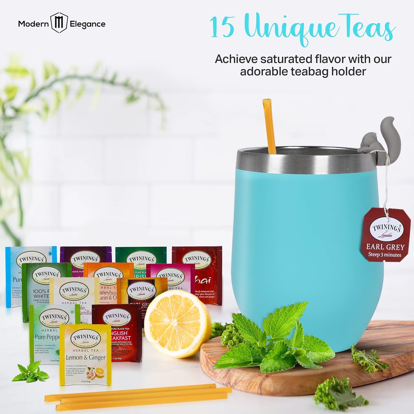 Gift Set with Kettle – 31-Piece Sampler for Tea Lovers with Insulated Mug, Gourmet Blends & Accessories (Twning Tea)