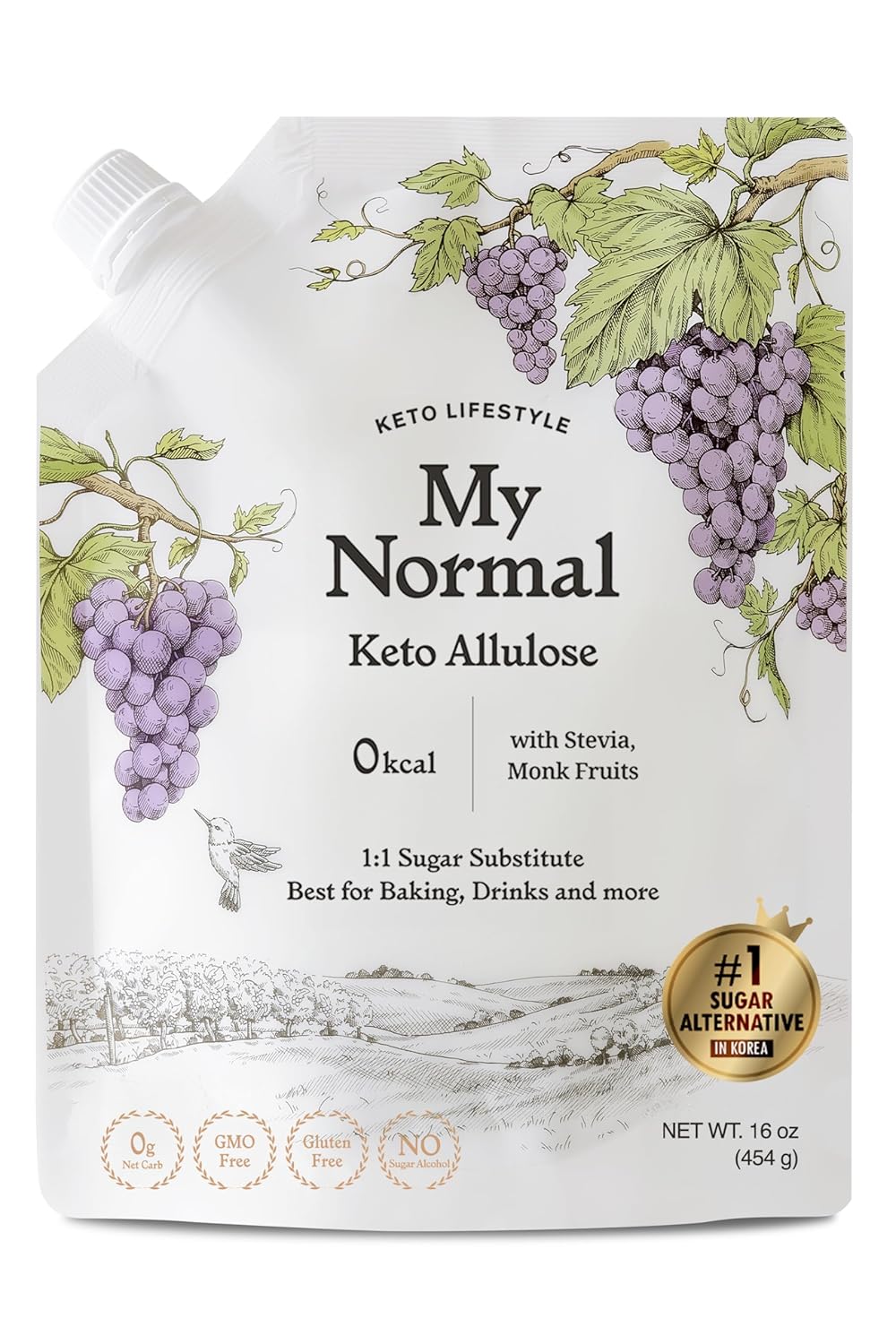 My Normal Keto Powdered Allulose 16oz - Allulose, Monk Fruit & Stevia Blend, 99.8% Allulose, 1:1 Sugar Substitute, Non GMO, Gluten Free, Zero Calorie Sweetener - 0g Net Carb, No Sugar