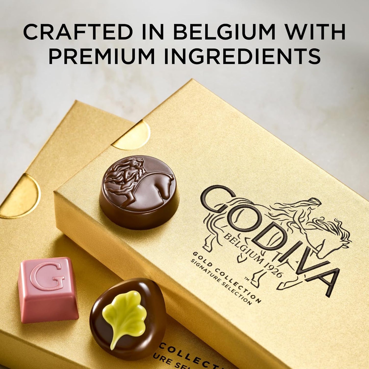 Godiva Gold Milk Chocolate Gift Box, Belgian Milk Chocolates with Pralinés, Ganaches & Caramels, Gourmet Gift for Birthdays, Holidays, Non-GMO & Kosher, 15 Pc