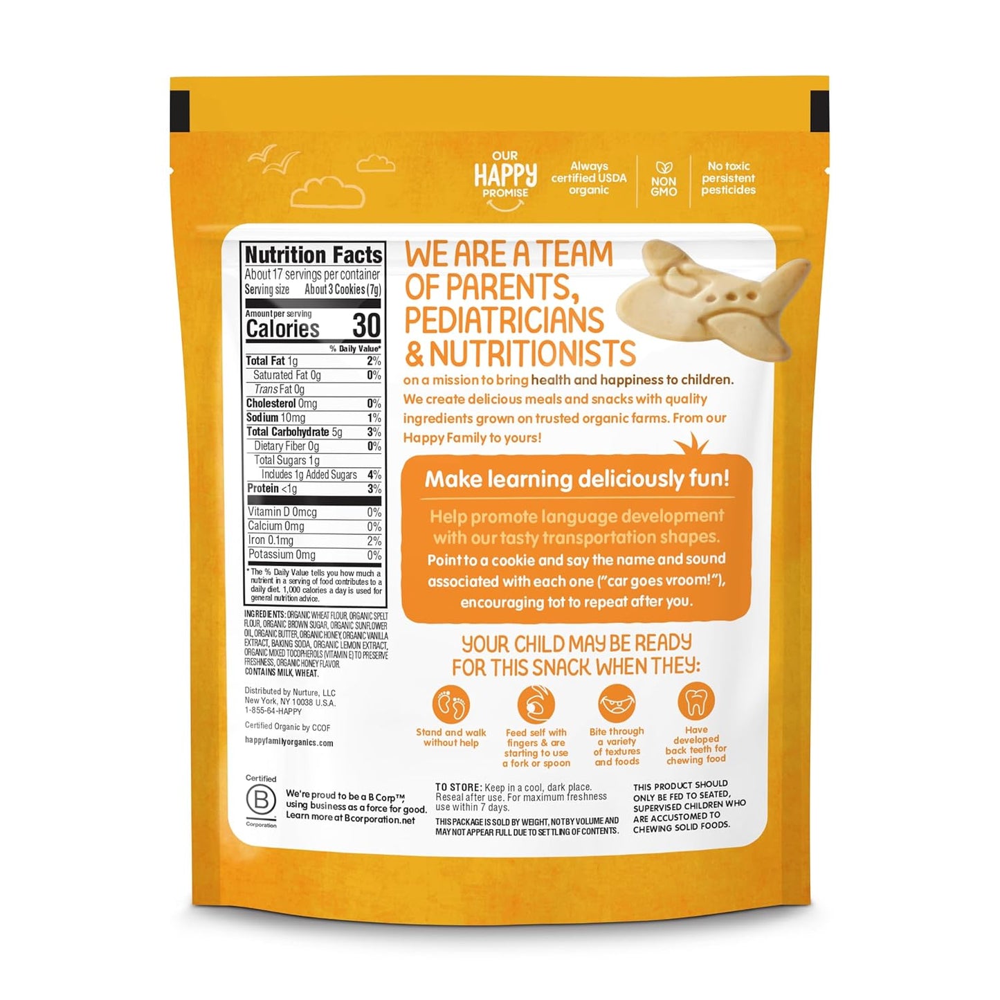 Happy Tot Organic Multi-Grain Cookies Toddler Snack, Fun Transportation Shapes, Vanilla, 4.4 Ounce (Pack of 5)