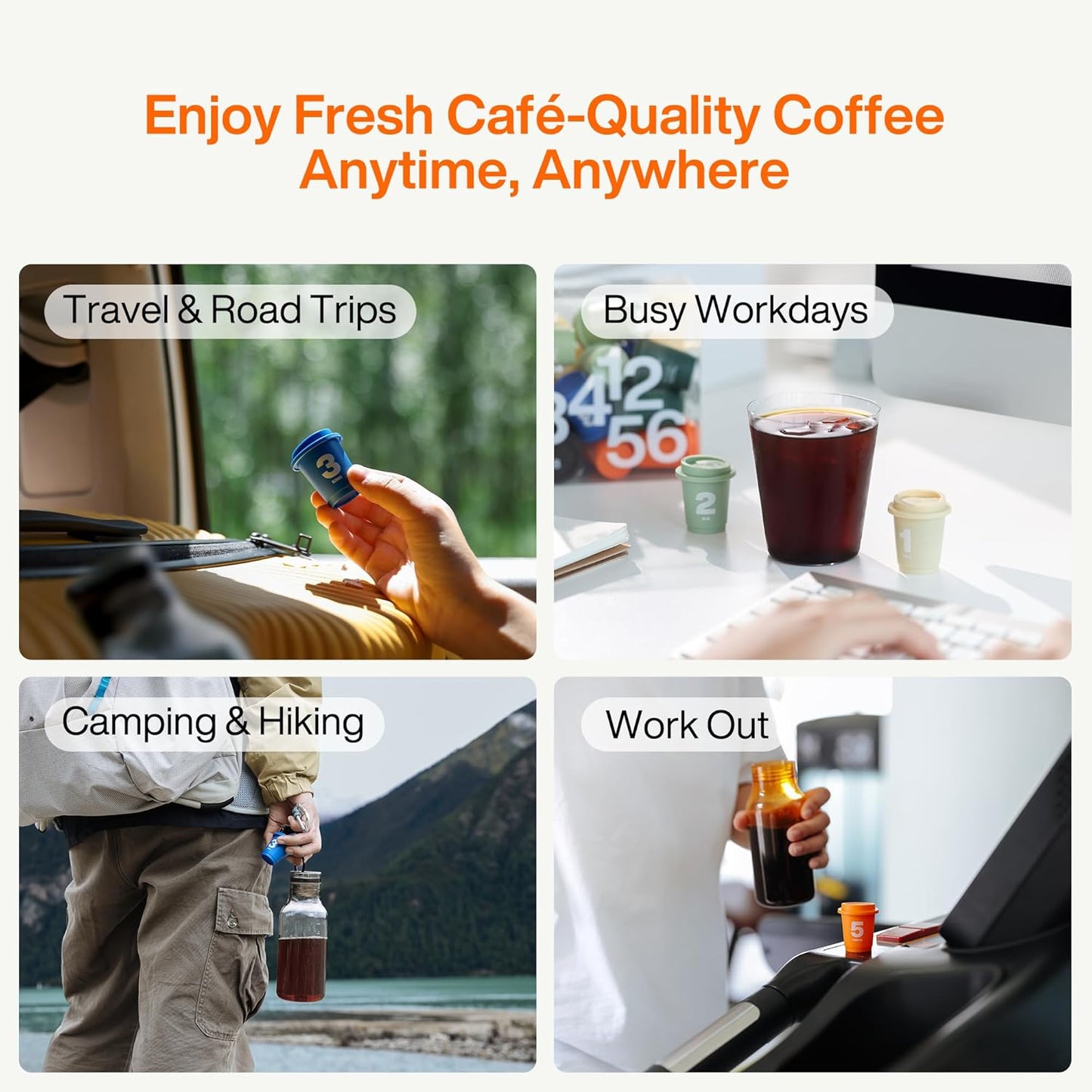 SATURNBIRD Coffee Instant Cold Brew, 6-Flavor Variety Sampler Pack, Light/Medium/Dark Roast, 100% Arabica Freeze-Dried Espresso Powder, 6 Single-Serve Pods for Gifts, Travel & Camping