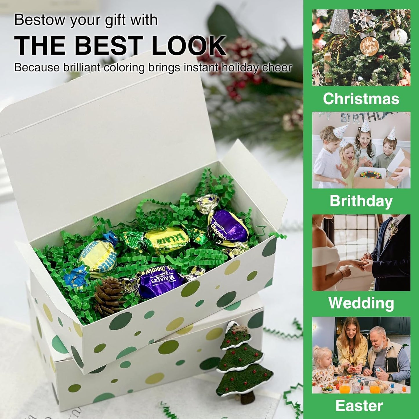 2LB Crinkle Cut Paper Shred Filler for Bag Gift Box Basket Confetti Paper Shreded Stuffing Decoration for Valentine's Day Holiday Party (Forest Green)