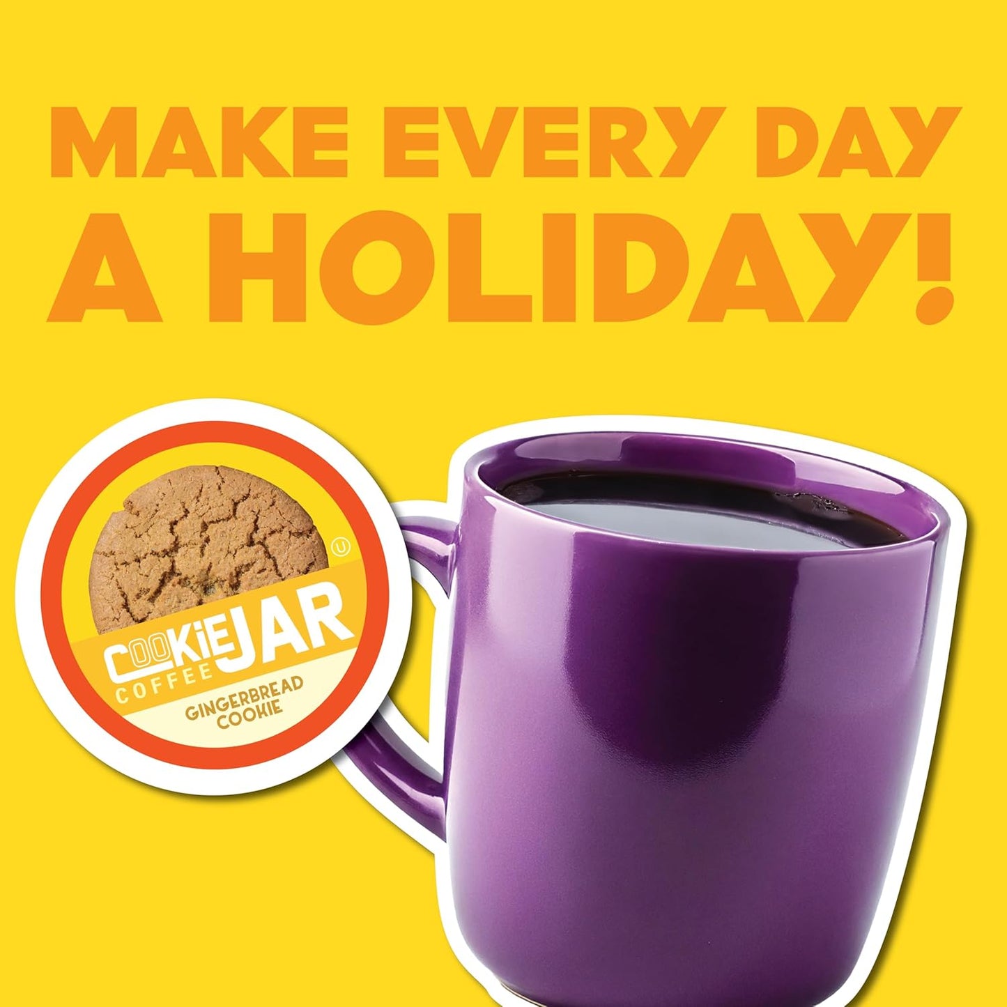 Cookie Jar Gingerbread Cookie Coffee Pods, 40 Single-Serve Pods, Compatible with Keurig K Cup Brewers, Gingerbread Flavor, Convenient Brewing, Smooth Aroma