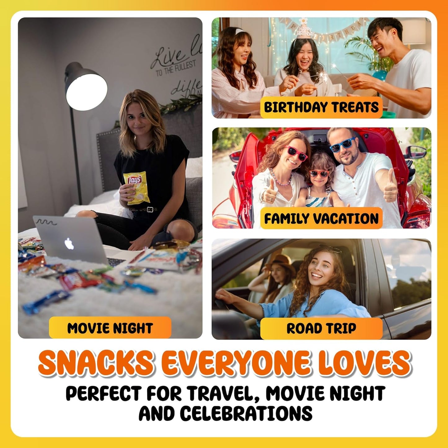 Snack Box Variety Pack (100 Count) - Bulk Snacks Variety Pack for Adults, Kids and Teens with Chips, Cookies & Bars - Care Package for College Students, Travel, Office & Birthdays