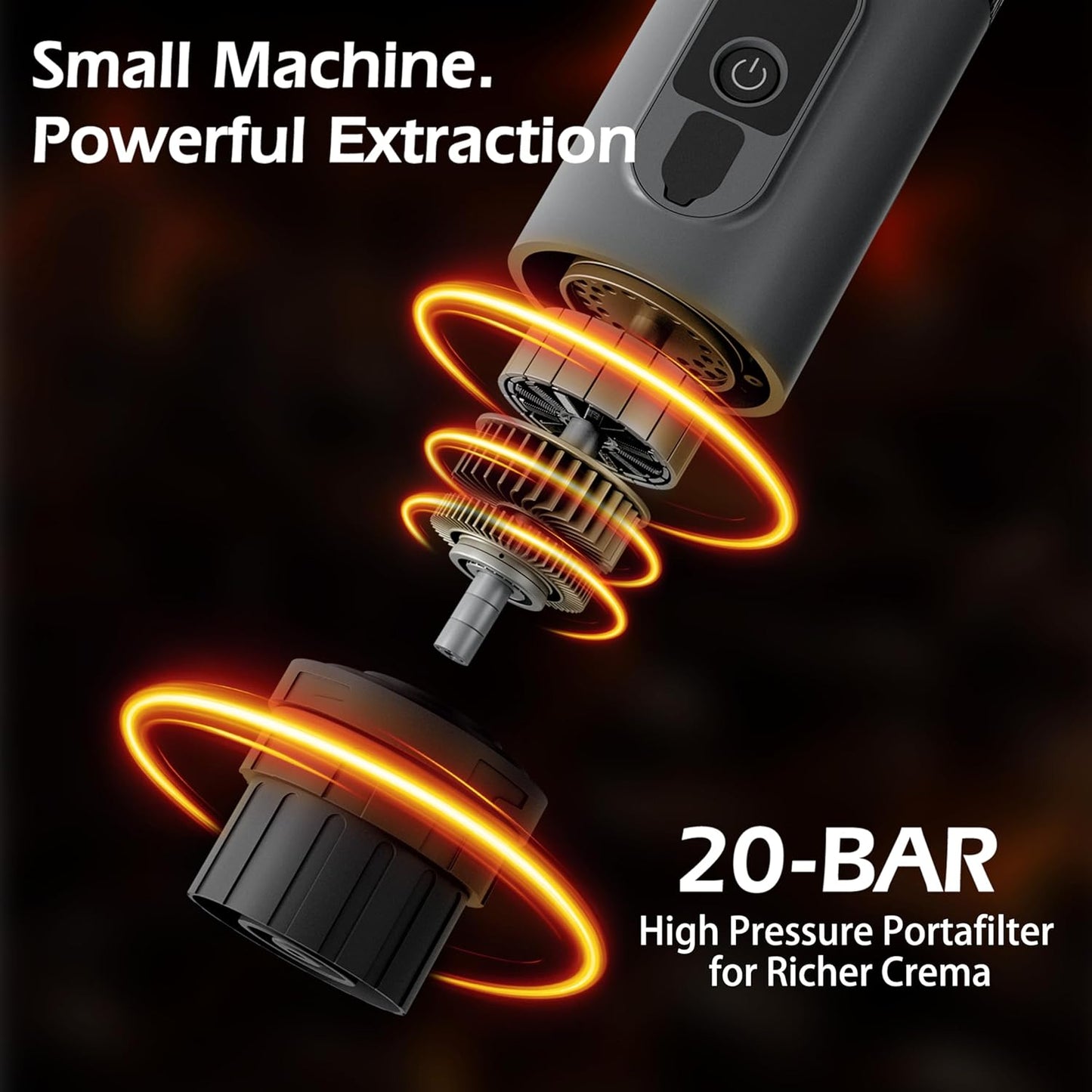 InkTrail Portable Electric Espresso Machine,Travel Coffee Maker for Camping, Self-Heating with Rechargeable Battery, Compatible with Ground Coffee & NS Original Capsule for Car, RV, Hiking, Office