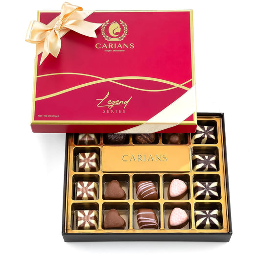 CARIANS Chocolatier Assorted Gourmet Chocolate Gift Box, Dark, Milk, White Chocolates Truffles, Treats for Thank you, Anniversary, Christmas, Thanksgiving