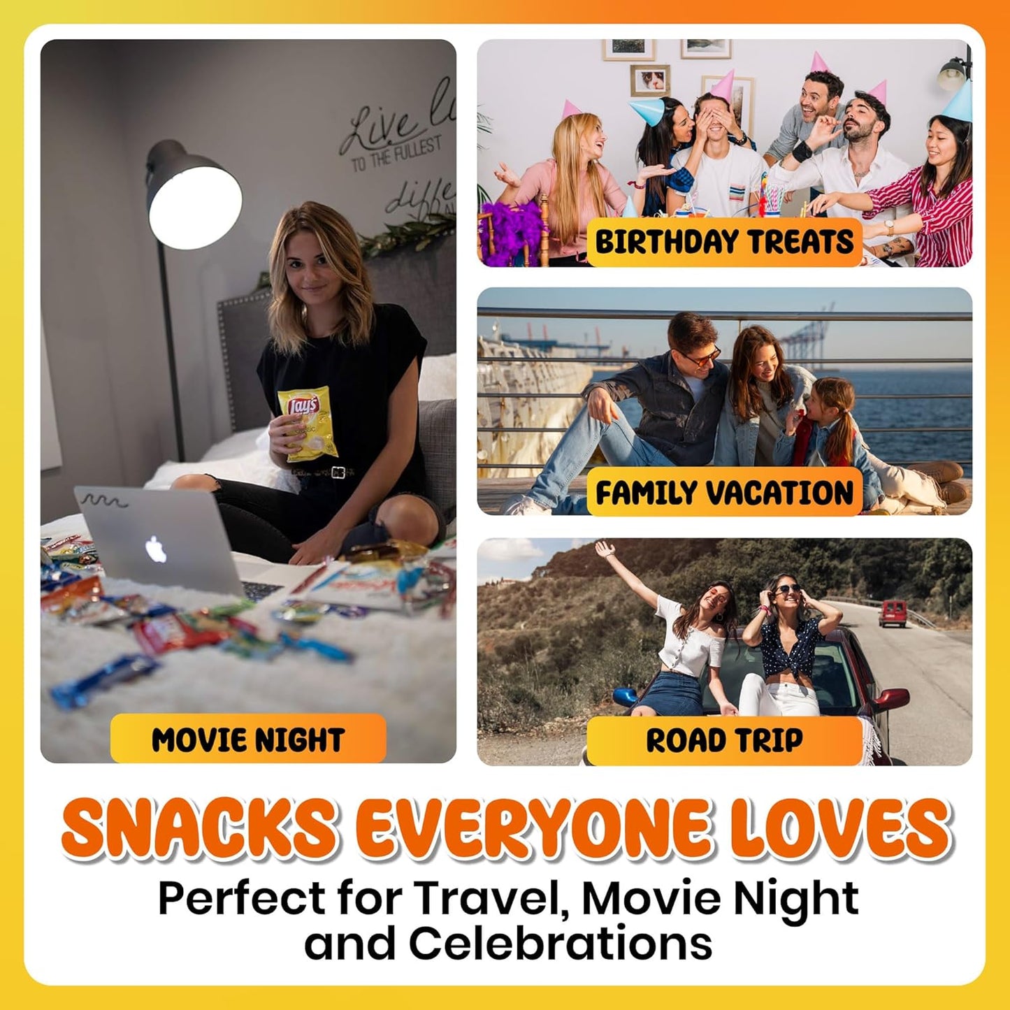 Snack Box Variety Pack (120 Count) - Snacks Variety Pack for Adults, Kids and Teens with Chips, Cookies & Bars - Care Package for College Students, Office Treats, Travel & Birthdays