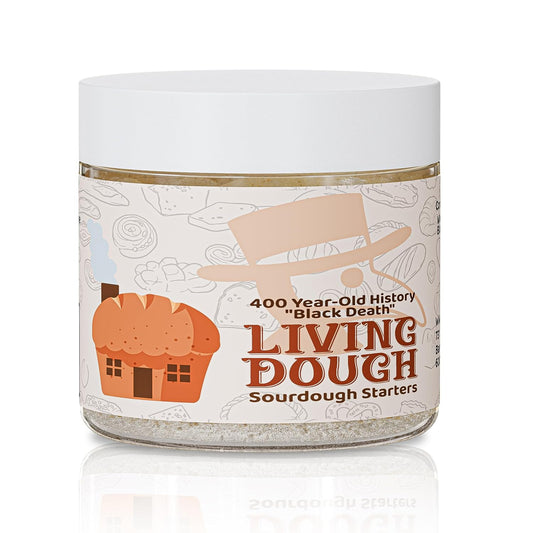 Living Dough - 400 Year Old History Black Death Sourdough Starter Culture - Active & Live Organic Sourdough Starter for Baking - For Artisanal Bread, Pizza Dough, Waffles & More