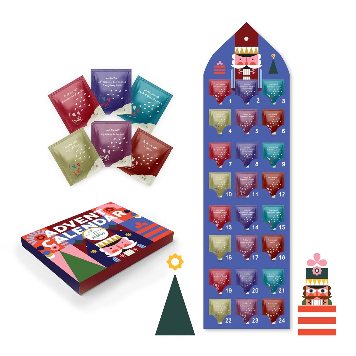 Tea Advent Calendar 2025 Nutcracker by Acorus- 6 Christmasy flavors – 24 tea bags For The Christmas Countdown - Gift Idea For Christmas - Limited Edition