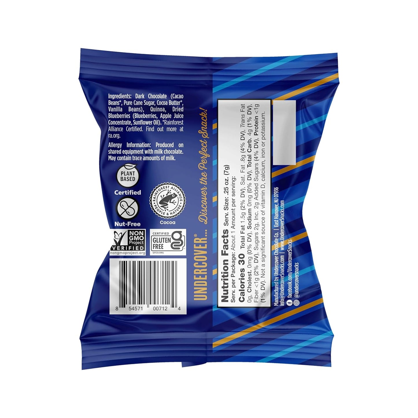 Undercover Snacks Chocolate Quinoa Crisps - Dark Chocolate Variety Pack | 70-Count, Individually Wrapped Crisps | Gluten Free, Nut-Free, Allergen Friendly, Kosher, Plant-Based, NOT AIRLINE SIZE
