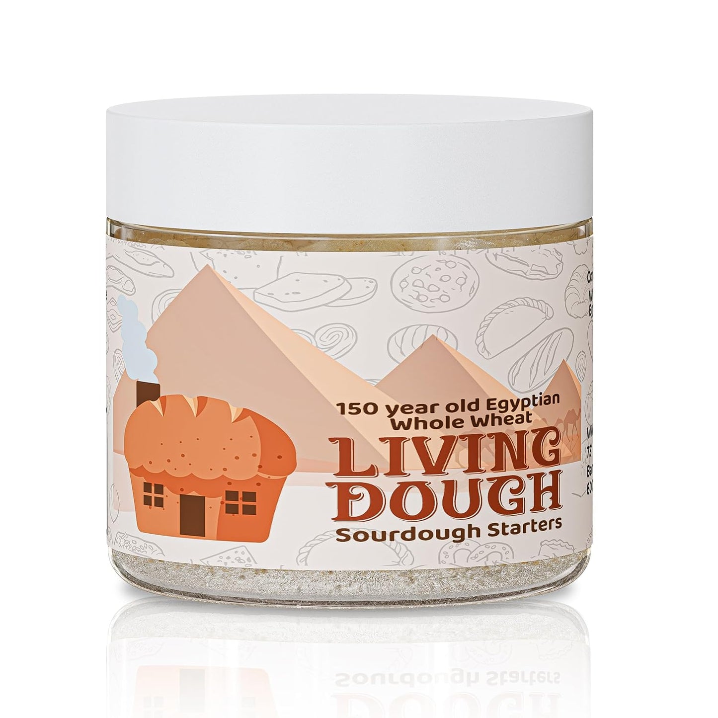 Living Dough - 150 Year Old Egyptian Whole Wheat Sourdough Starter Culture - Active & Live Organic Sourdough Starter for Baking - For Artisanal Bread, Pizza Dough, Waffles & More