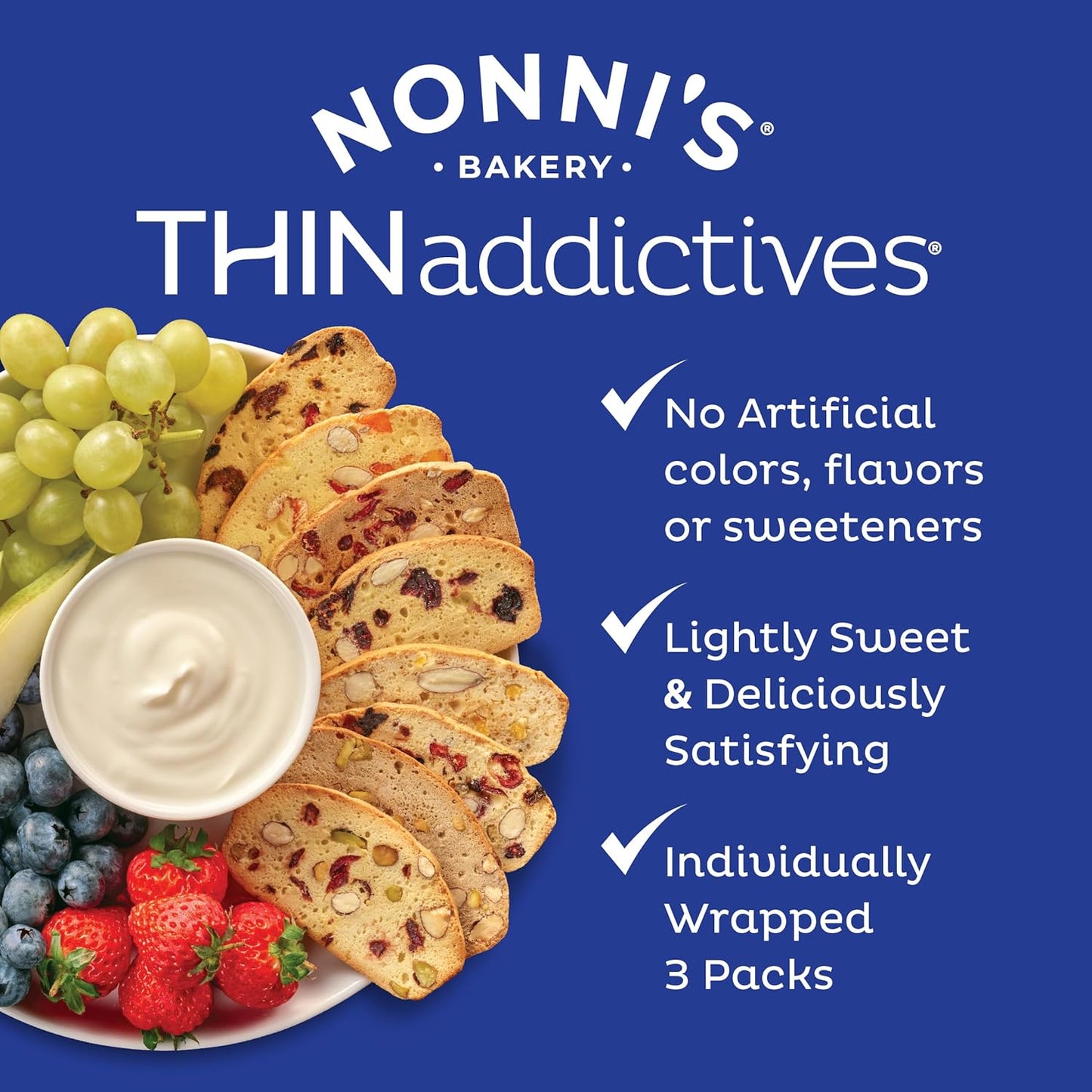 THINaddictives Variety 6 Pack - 6 Flavors w/ 18 Cookies Per Box - Sweet & Crunchy Almond Cookie Thins - Biscotti Italian Cookies - Biscotti Individually Wrapped Cookies - Kosher Coffee Cookie - 4.4 oz