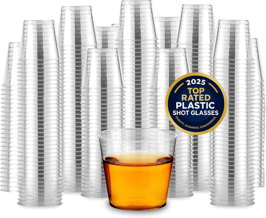 Stock Your Home 1 oz Shot Glasses (2000 Pack) - Clear Plastic Disposable Shot Cups for Jello Shots - Sample Cups for Food and Wine Tasting - Mini Party Cups for Condiments, Dipping Sauce, Holidays