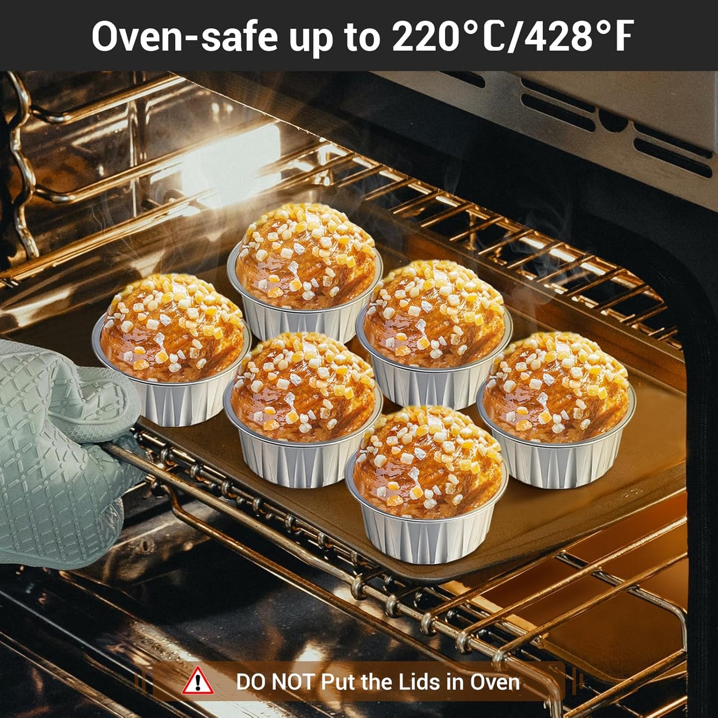 EUSOAR Aluminum Foil Baking Cups, 400pcs 5oz Disposable Mini Ramekins Cupcake Liners with Lids for Baking, Dessert Containers Aluminum Cheesecake Pan Creme Brulee Cup for Oven-Silver