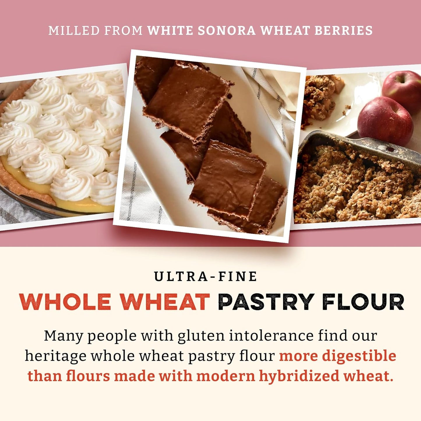 Sunrise Flour Mill USDA Organic Heritage Whole Wheat Pastry Flour - 2 lbs | Great for Gluten Sensitive People | Easier to Digest with Less Bloating | No Bleaching or Bromating | Zero Additives
