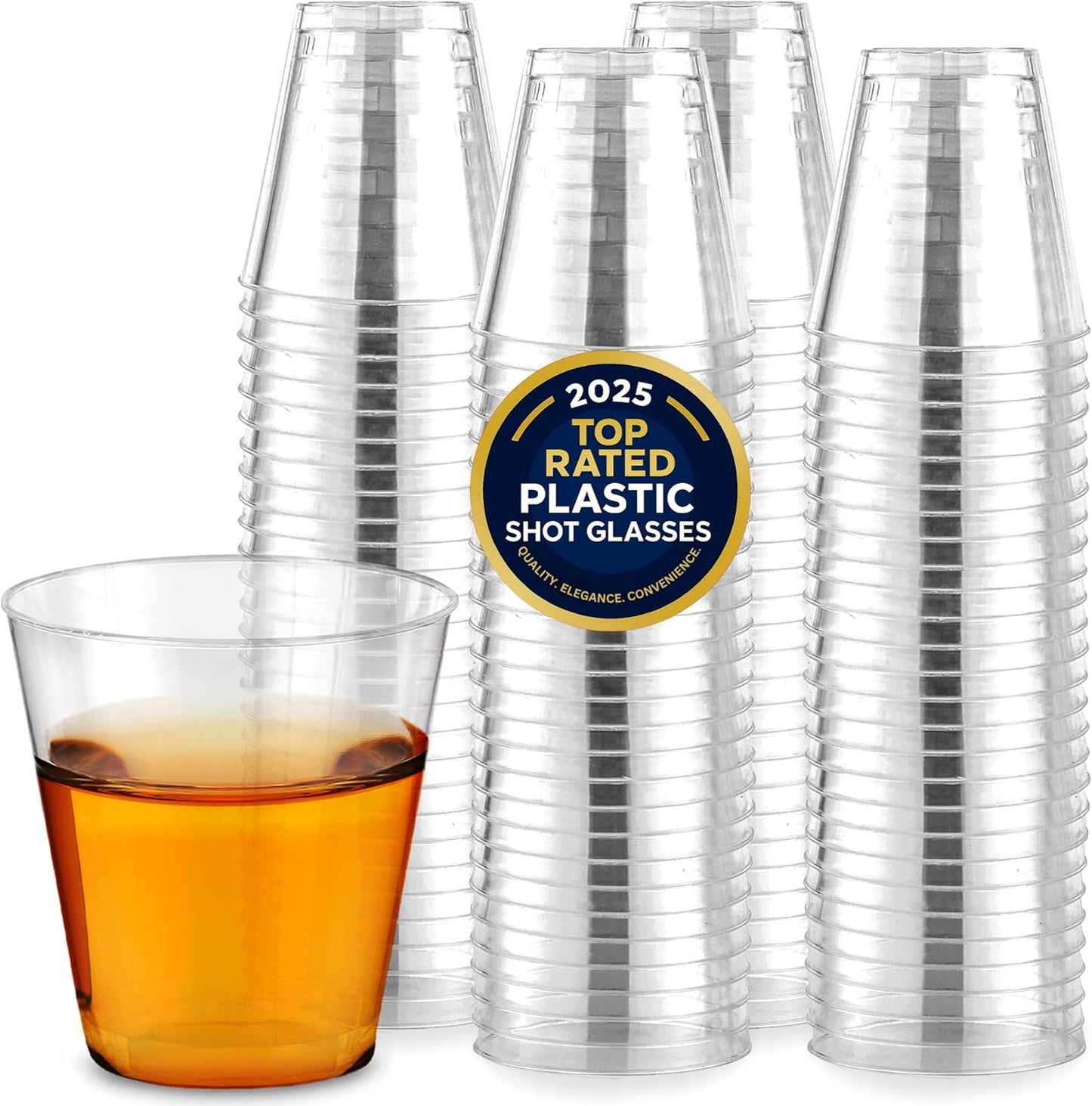 Stock Your Home 2 oz Shot Glasses - 500 Mini Plastic Shot Glasses (2oz) Clear Disposable Cups for Jello Shots, Wine Tasting, Liquor, Whiskey, Pudding, Sample Cup for Halloween and Elegant Parties