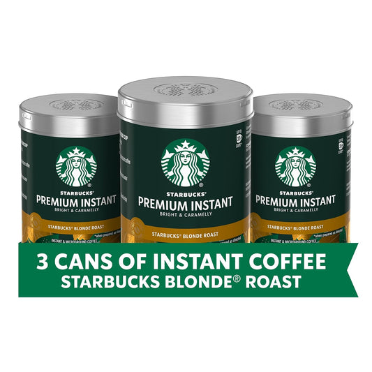 Starbucks Premium Instant Coffee, Blonde Roast, 100% Arabica Beans, 3 Pack (3.17 Oz Each)