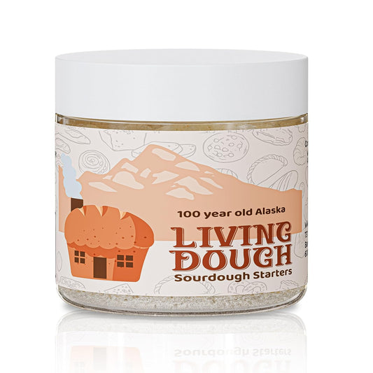 Living Dough -100 Year Old Alaska Sourdough Starter Culture - Active & Live Organic Sourdough Starter for Baking - For Artisanal Bread, Pizza Dough, Waffles & More