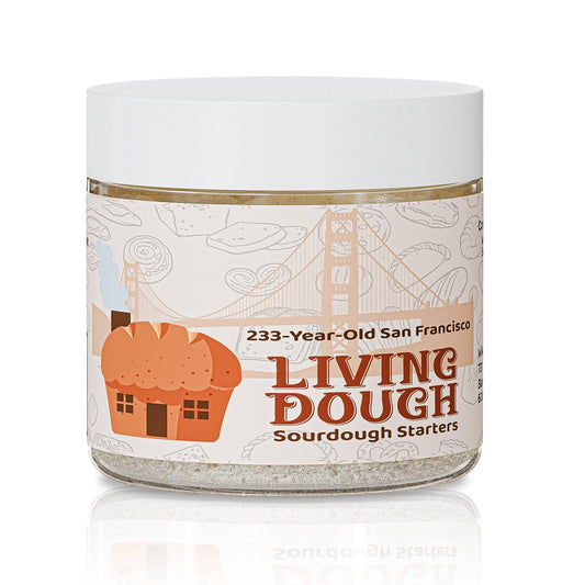 Living Dough - 233 Year Old San Francisco Sourdough Starter Culture - Active & Live Organic Sourdough Starter for Baking - For Artisanal Bread, Pizza Dough, Waffles & More
