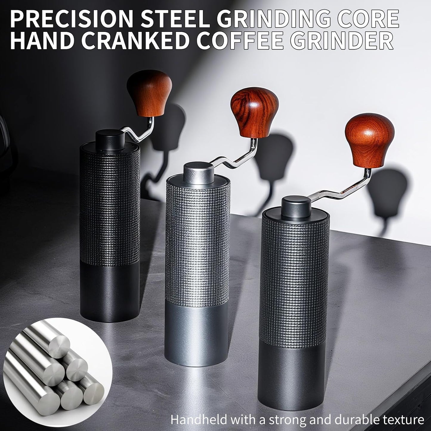 Manual Coffee Grinder, Adjustable Grinding Settings, Stainless Steel Burrs, Portable Hand-Cranked Coffee Grinder, For Espresso, Drip Filter, French Press Filter, Compact And Durable (white)