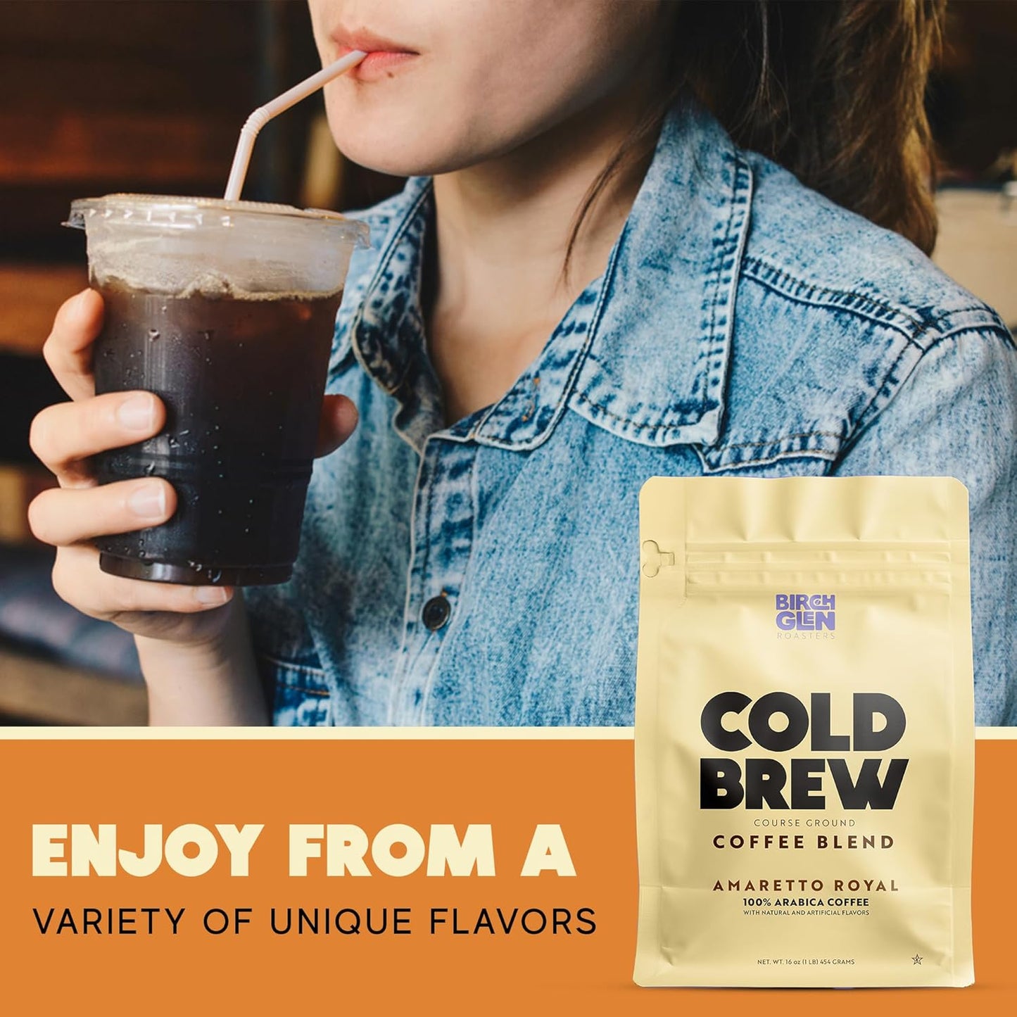 Birch Glen Roasters Cold Brew Coffee | Flavored Coarse Ground Coffee | Artisanal Roasting | 100% Arabica |1 LB | Pecan Pie