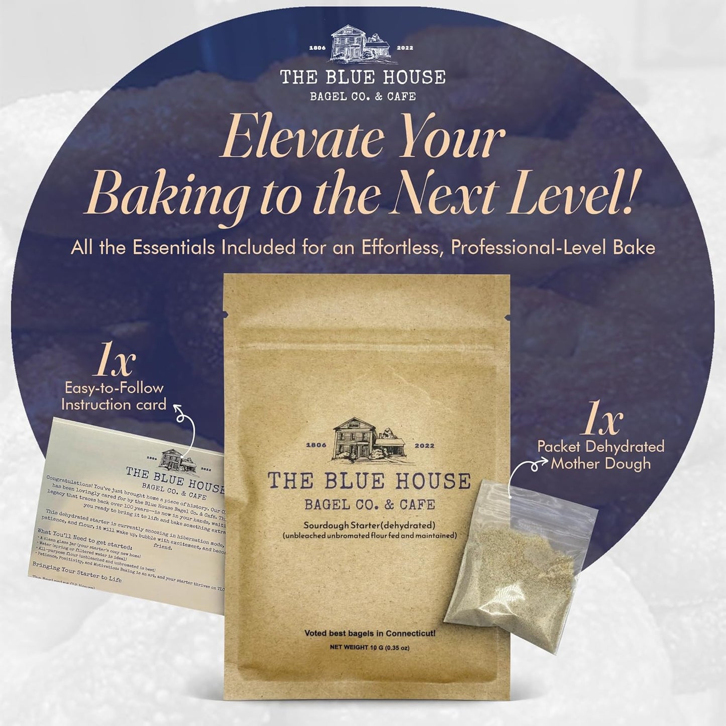 Dehydrated Sourdough Starter – Mama Blue Artisan Sourdough Bread with 137+ Years Italian Heritage | Non-GMO Sourdough Starter Option | Live Culture | Beginner Friendly | Perfect for Bread, Bagels & Pizza Dough | 10g