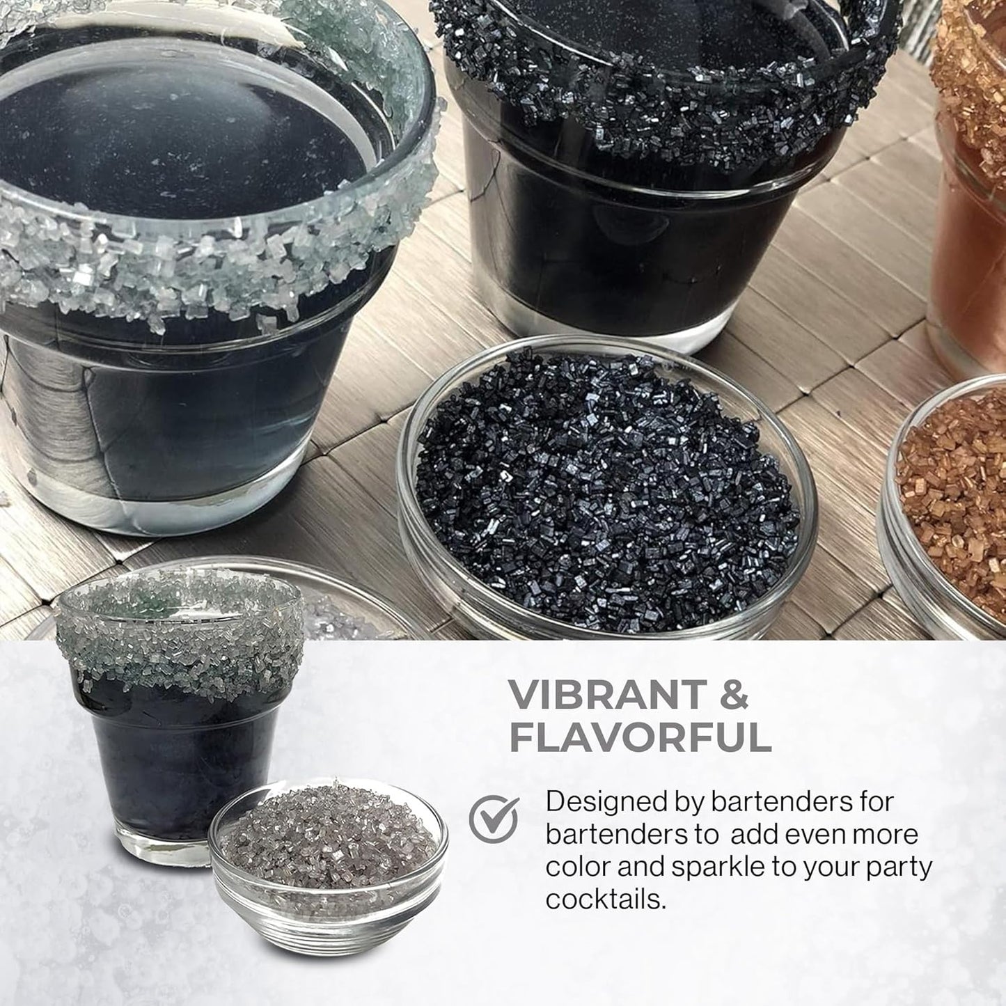 Snowy River Silver, Cocktail & Margarita Sugar Rimmer - Vibrant Naturally Colored Sugar for Cocktail Rimming, Baking & Decorating, Medium Crystal - 80oz