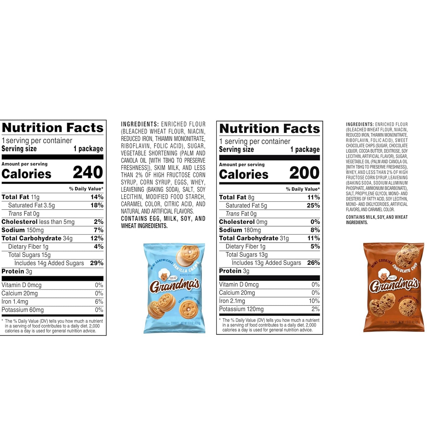 Grandma's Cookies, Mini Cookies Variety Pack, (Pack of 30)