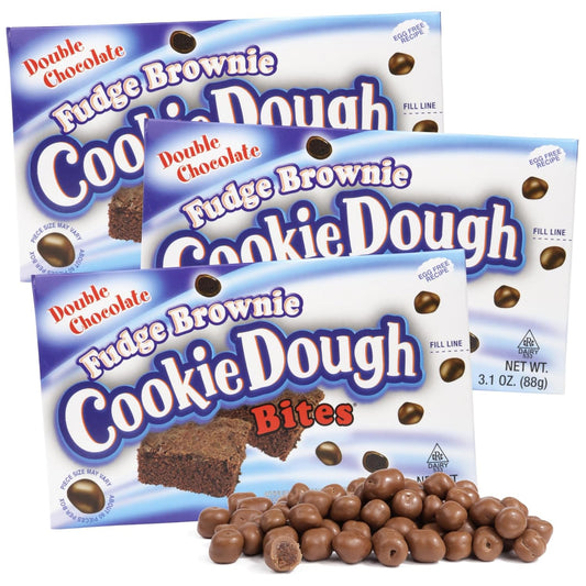 Fudge Brownie Edible Cookie Dough Bites, Small Chocolate Candies, Movie Night Snacks, 3.1 Ounces (Pack of 3)