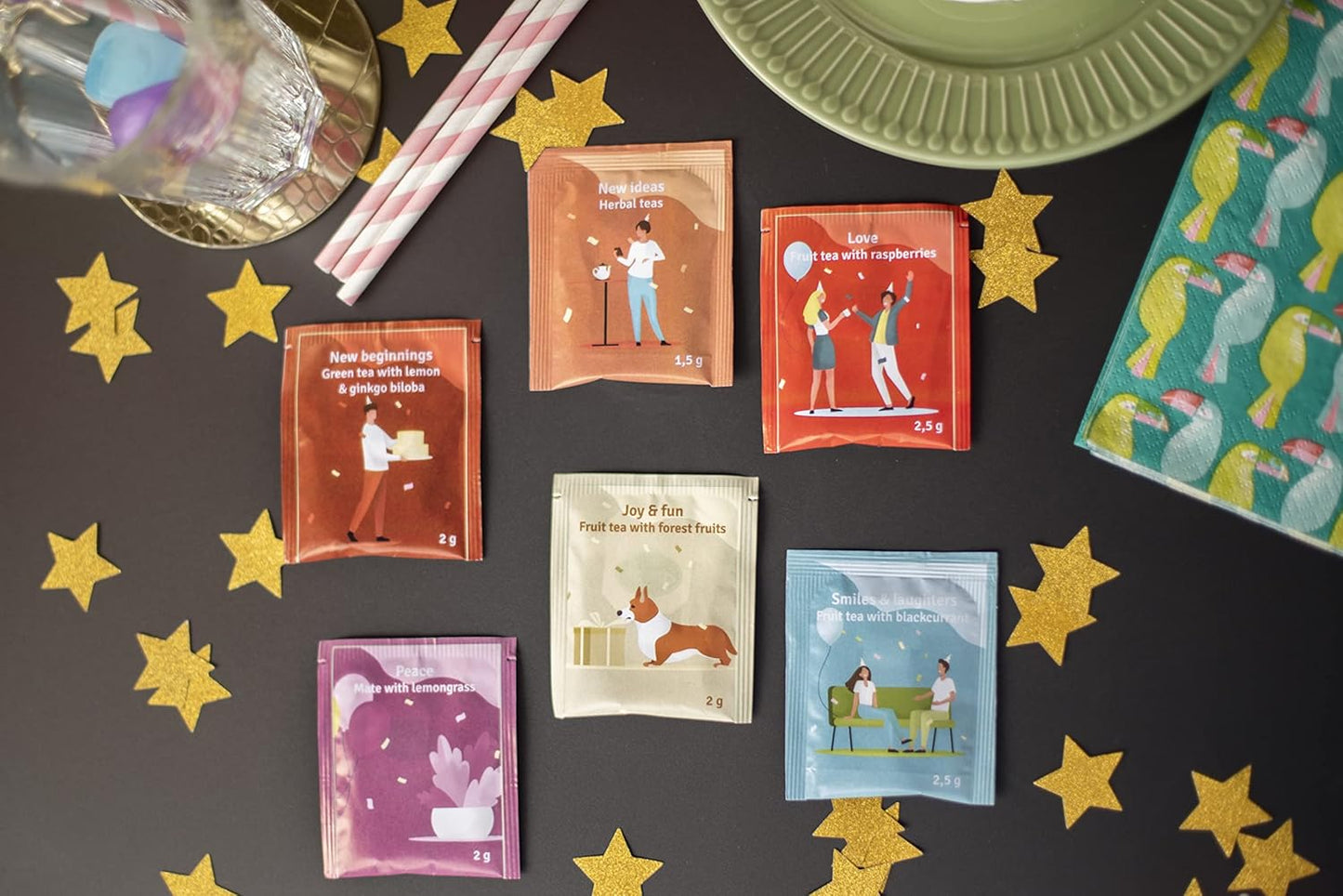 ACORUS | Birthday Gift Tea Set | Natural Tea Hamper Box Gift Set of 6 Flavors | Thoughtful Present for Birthday | Large Selection Box | Tea Gift Sets | 60 Herbal and Fruit Tea Bags Variety Pack