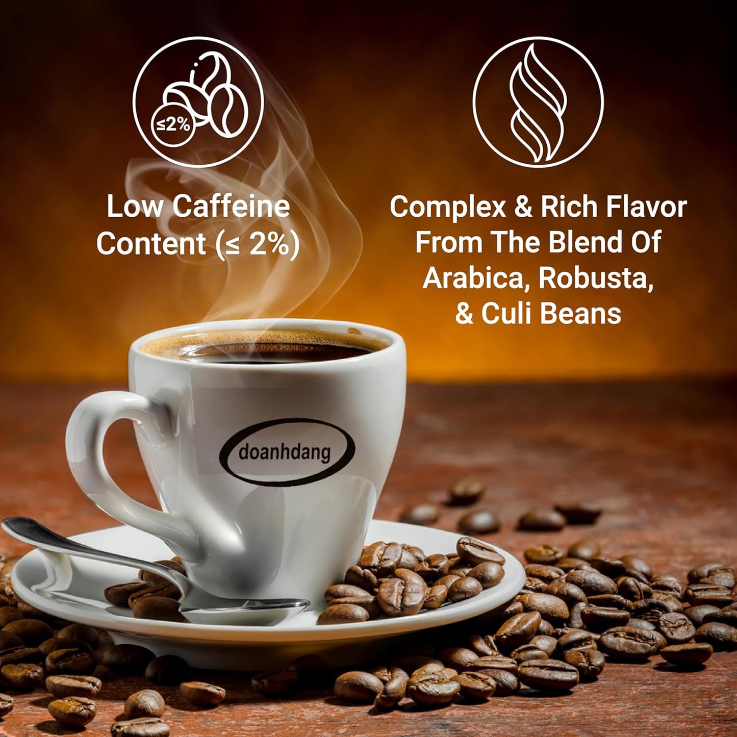 doanhdang - 17.6 Oz Premium Yellow Bourbon Whole Bean Coffee, 100% Medium Roast, Rich Flavor for Espresso Shot and Brew, Origin from Vietnam, Whole Med Roast Beans