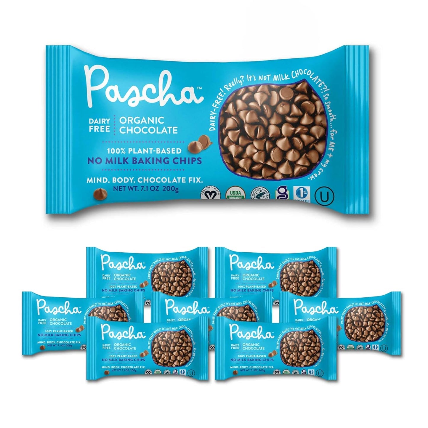 Pascha Organic Chip with Rice, Vegan Milk Chocolate, 56 Oz, Pack of 8