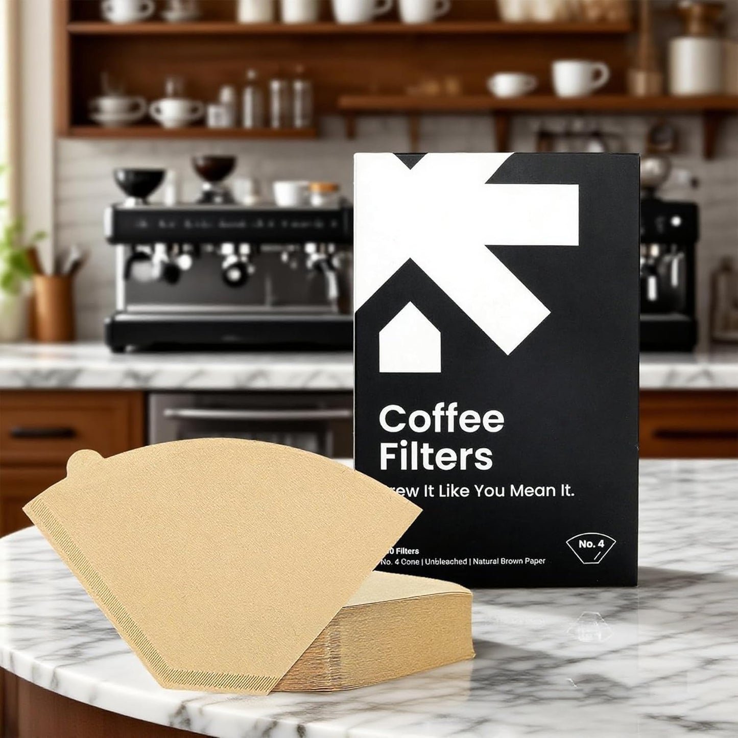 #4 Cone Coffee Filters – Unbleached Natural Paper Filters for 8–12 Cup Drip Machines & Pour Overs – Fits most coffee makers- 100 Count