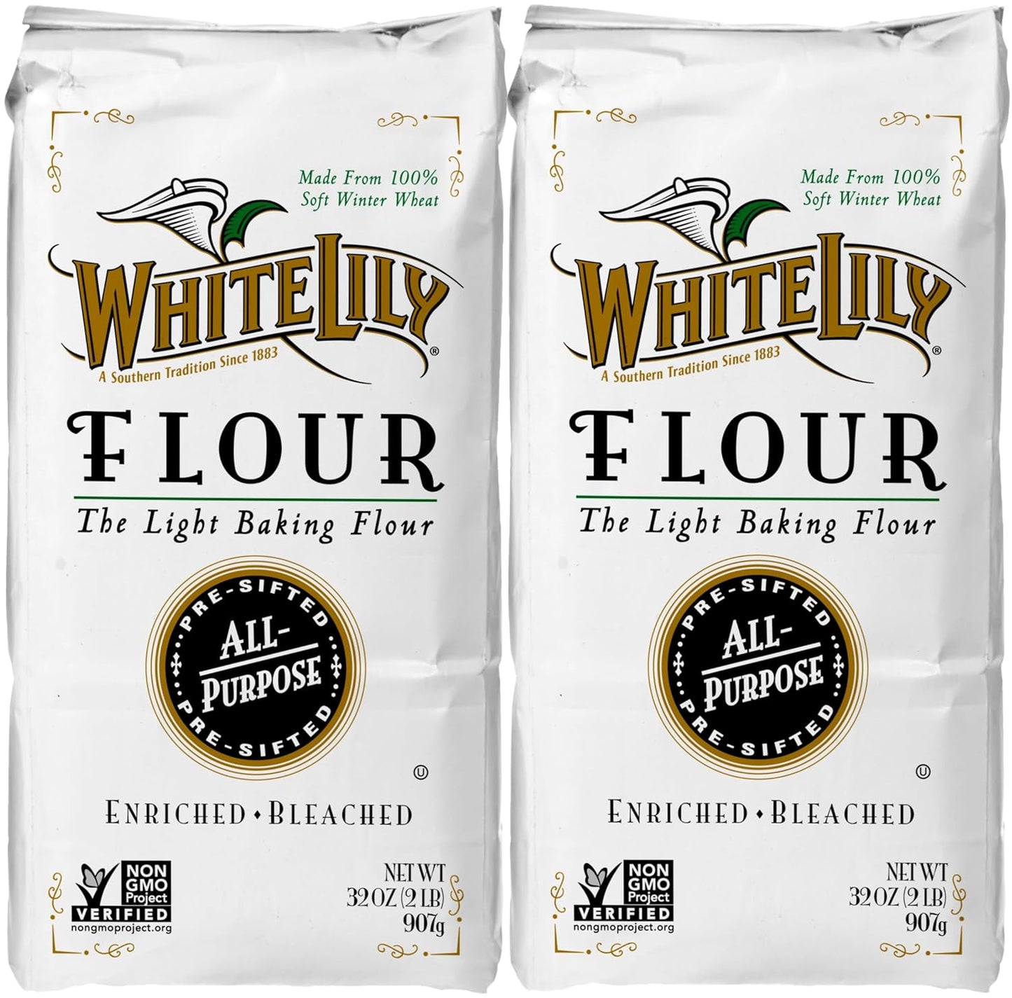 White Lily All-Purpose Bleached Wheat Flour 2 lb. (2-Pack) by White Lily