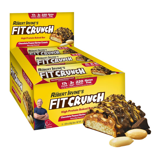 FITCRUNCH Snack Size Protein Bars, 6-Layer Baked Bar, 3g of Sugar, Gluten Free & Soft Cake Core (9 Bars, Peanut Butter Crunch)