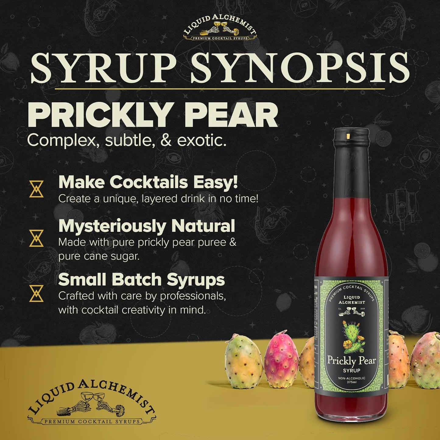 Liquid Alchemist Prickly Pear Syrup for Cocktails - Real Ingredients Make our Prickly Pear Puree a Perfect Margarita Mix - Our Vegan Drink Syrups are Non-GMO & Last up to 2 Years (12.7 oz)