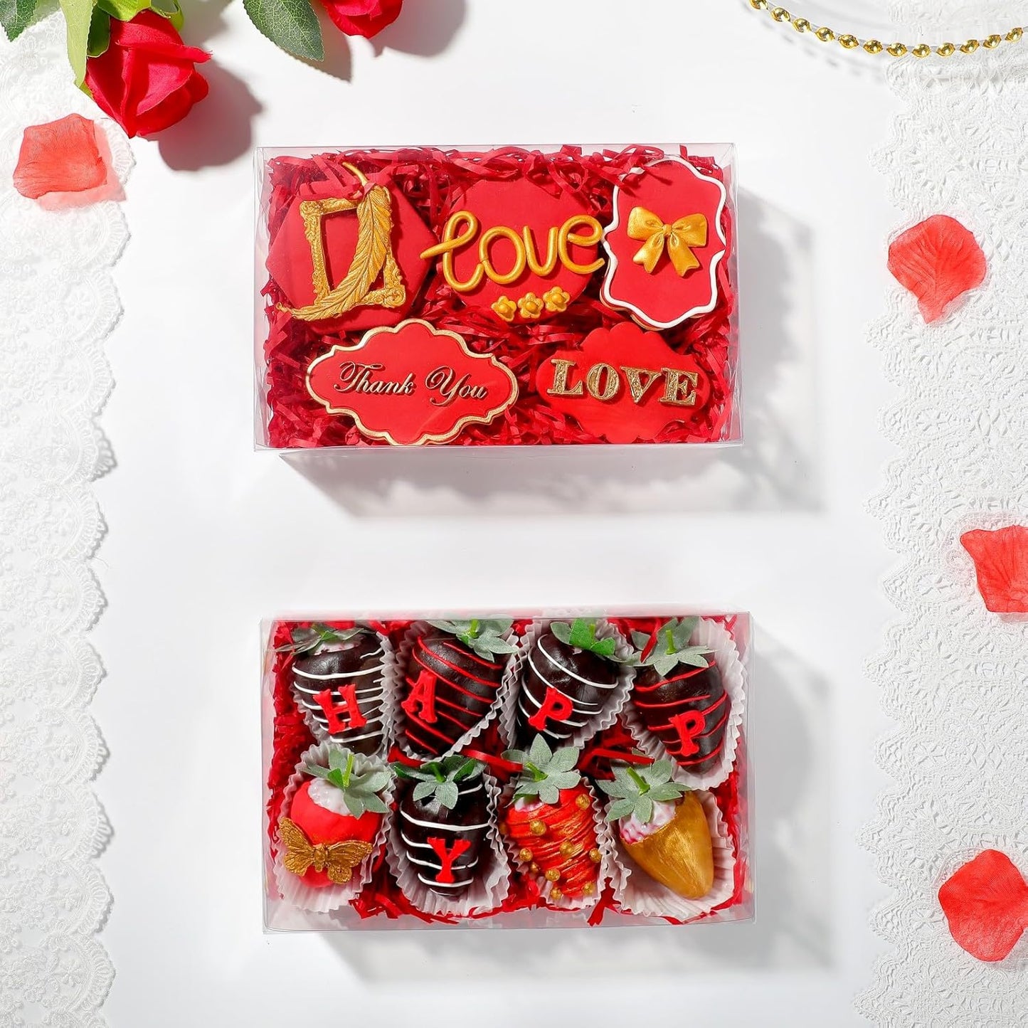 10 Pack Full Clear Chocolate Covered Strawberries Boxes 8x5x2 Inches Cookies Boxes Mini Bundt Cake Boxes Pie Boxes Cinnamon Roll Treat Box Chocolate Truffle Box Party Wedding Favor