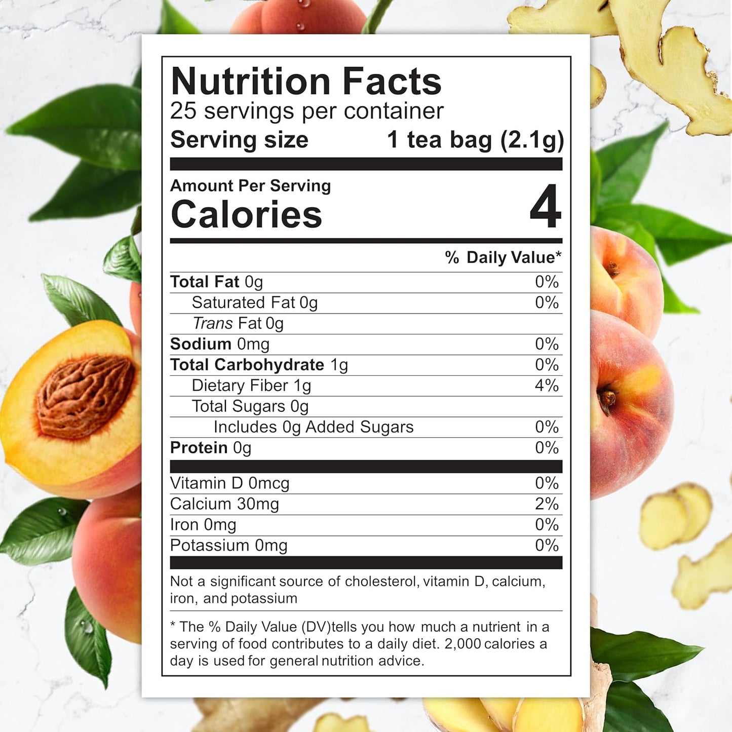 Total Tea SIimming Detox Tea Caffeine Free - 25 Day Detox - Weight l0ss for women with Chamomile, Hibiscus Tea & Ginger Root for Colon Cleanse – Natural Herbal Ginger & Peach Fruit Tea for Digestive Health